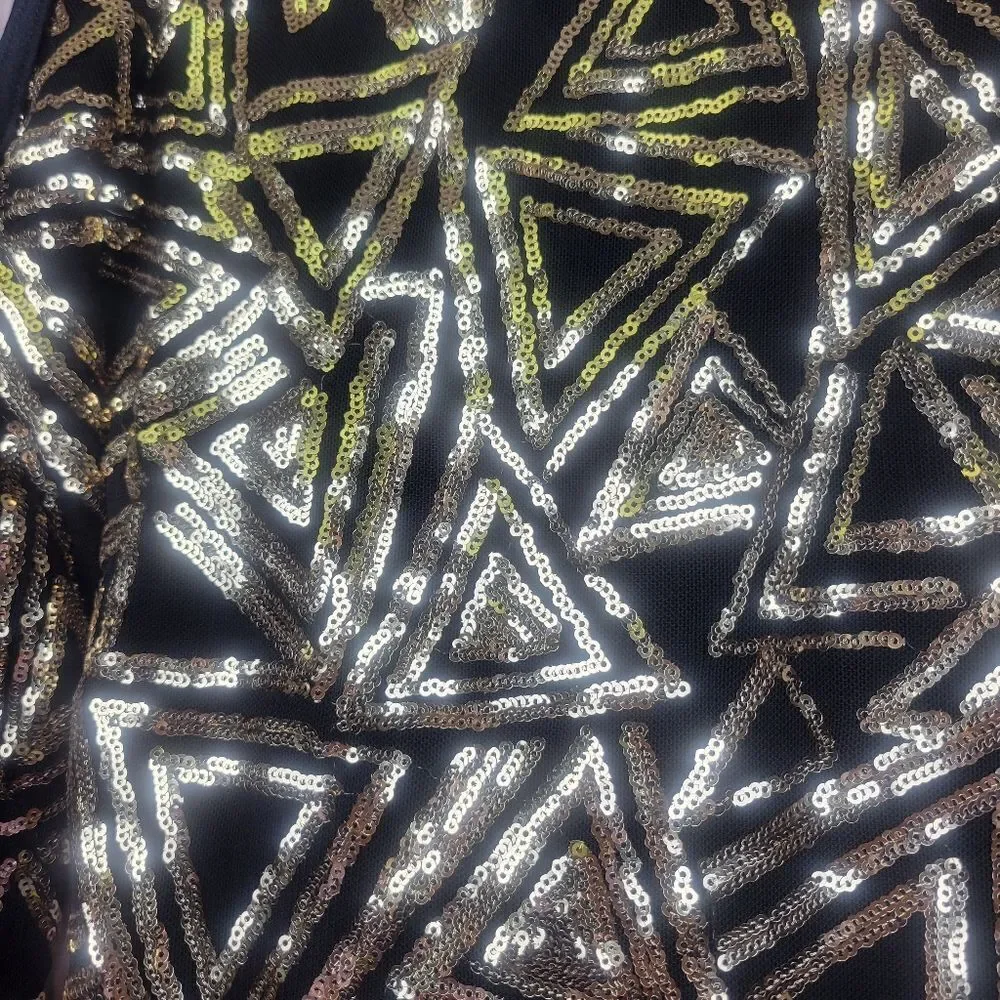 Weissman Black and Gold Geometric Sequin Unitard Dance Acro Costume size SA - Picture 3 of 6